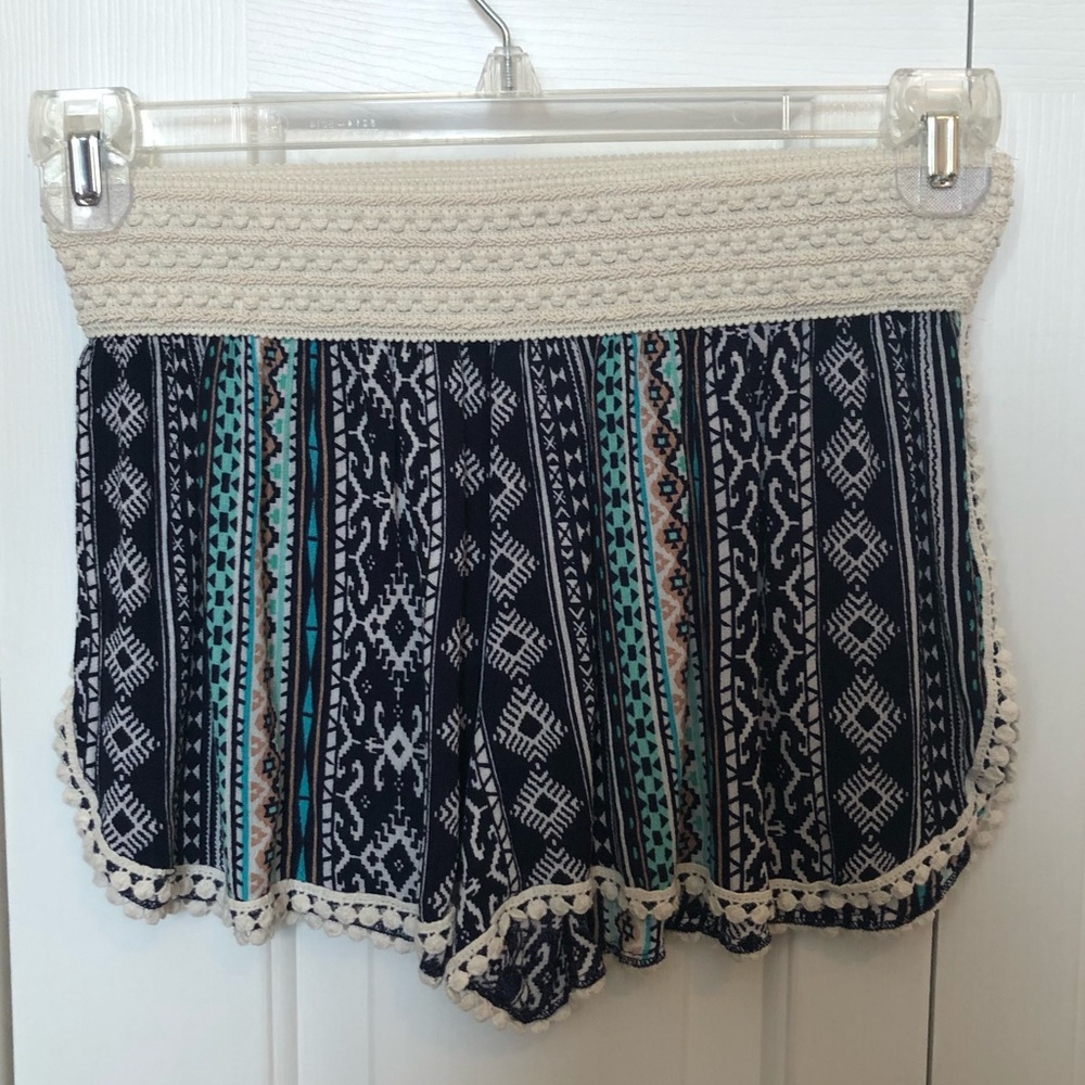 Blue Aztec patterned shorts